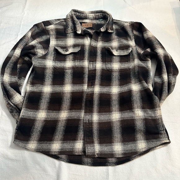 Orvis Other - Orvis Shirt Men Large Brown Plaid Big Bear Heavy Brush Flannel Shacket